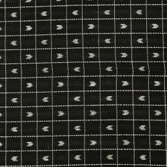 Black Cotton Linen Tattersall Check Print Fabric