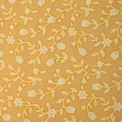 Light Yellow Cotton Position Floral Print Sequin Sippi Embroidery Fabric