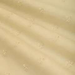 White Chanderi Motif Threadwork Embroidery Fabric