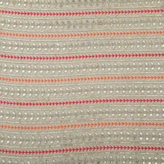 Traditional Look Blush Pink Georgette Stripe Mirror Work Sequin Embroidery Fabric