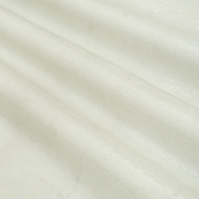 White Georgette Pani Sequin Embroidery Fabric