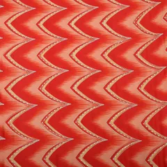 Candy Red Chinon Position Zigzak Stripe Print Sequin Sippi Embroidery Fabric