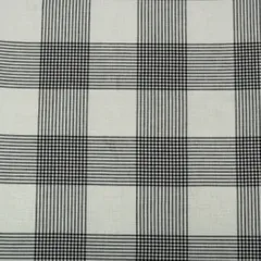 Petite Plaid Black Off White Cotton Linen Print Fabric