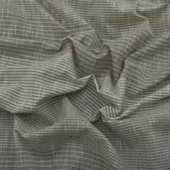 Smoke Gray Cotton Linen Stripe Pattern Print Fabric
