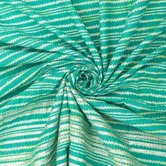 Sky Blue Cotton Floral Print Threadwork Sequin Embroidery Gota Work Fabric
