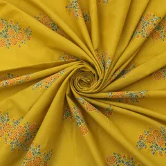 Dijon Yellow Cotton Floral Print Fabric