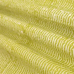 Sheen Green Chanderi Batik Stripe Print Fabric