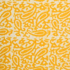 Bright Yellow Chanderi Batik Paan Print Fabric