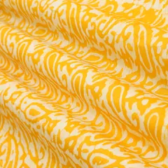 Bright Yellow Chanderi Batik Paan Print Fabric