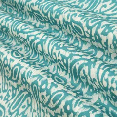 Azure Blue Chanderi Batik Paan Print Fabric