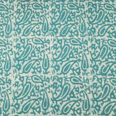 Azure Blue Chanderi Batik Paan Print Fabric