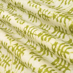 Moss Green Chanderi Batik Print Floral Fabric