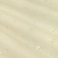 Pearl White Threadwork Embroidery Linen Cotton Fabric