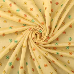 Cream Muslin Floral Print Embroidery Fabric