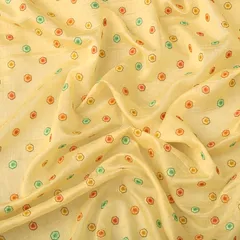 Cream Muslin Floral Print Embroidery Fabric
