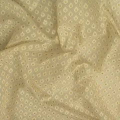 White Chanderi Golden Zari Booti Work Brocade Fabric