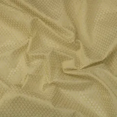 Alabaster White Chanderi Dim Golden Zari Scale Pattern Brocade Fabric
