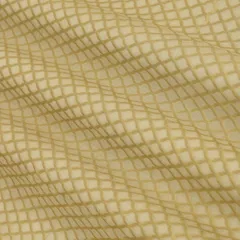 Buff White Chanderi Dim Golden Zari Scale Pattern Brocade Fabric