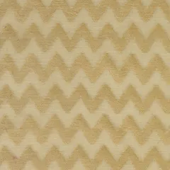 Ecru Chanderi Golden Zari Zigzak Stripe Pattern Brocade Fabric