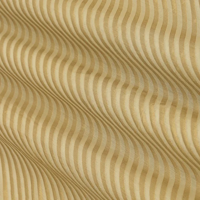 Rosepetal White Chanderi Golden zari Stripe Pattern Work Brocade Fabric