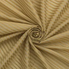 Rosepetal White Chanderi Golden zari Stripe Pattern Work Brocade Fabric