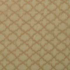 Walnut Cream Chanderi Golden Zari Hexa Pattern Work Brocade Fabric