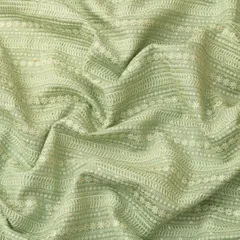 MInt Green Kora Silk Chanderi Embroidery Fabric