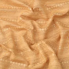 Peach Kora Silk Chanderi Embroidery Fabric