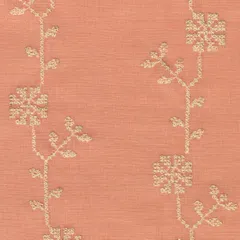 Baby Pink Floral Vine Embroidery Linen Fabric