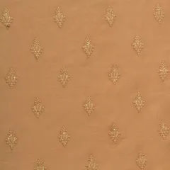 Blush Pink Kora Silk Chanderi Embroidery Fabric