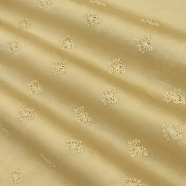 Off-White Kora Silk Chanderi Embroidery Fabric