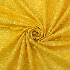 Canary Yellow and Gold Zari Embroidery CHanderi Fabric