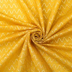 Marigold Yellow and Gold Zari Embroidery CHanderi Fabric
