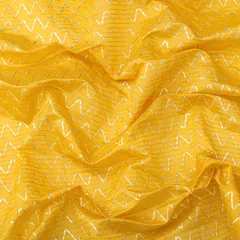 Marigold Yellow and Gold Zari Embroidery CHanderi Fabric