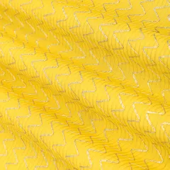 Canary Yellow and Gold Zari Embroidery CHanderi Fabric