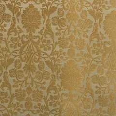 Off-White and Gold Weave Satin Brocade Fabric