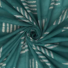 Azure Blue Batik Print Embroidery Lawn Cotton Fabric