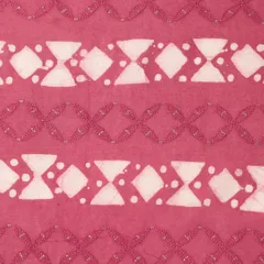 Hot Pink Batik Print Embroidery Lawn Cotton Fabric