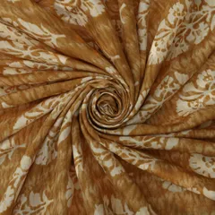 Latte Brown Muslin Motif Print Fabric
