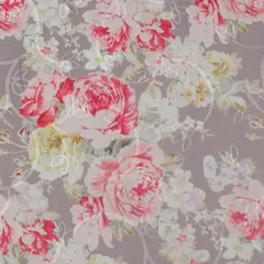 Cloud Gray Cotton Floral Print Self Embroidery Fabric