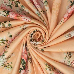 Beige Glace Cotton Floral Print Fabric