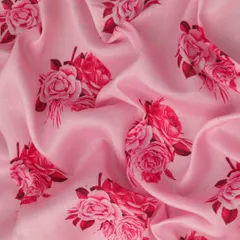 Rouge Pink Glace Cotton Floral Print Fabric