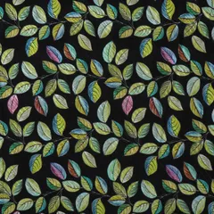 Raven Black Cotton Floral Print Self Embroidery Fabric