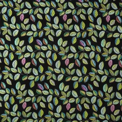 Raven Black Cotton Floral Print Self Embroidery Fabric