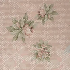 Taffy Pink Cotton Floral Print Self Embroidery Fabric