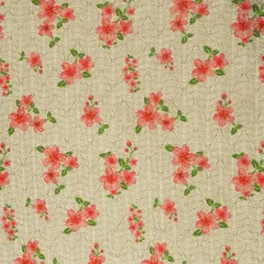Ivory Kota Floral Print Threadwork Embroidery Fabric