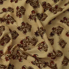 Latte Brown Cotton Kalamkari Print Fabric