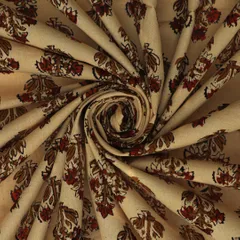 Latte Brown Cotton Kalamkari Print Fabric