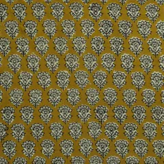 Mud Brown Cotton Kalamkari Print Fabric