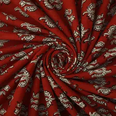 Tart Red Cotton Kalamkari Print Fabric
